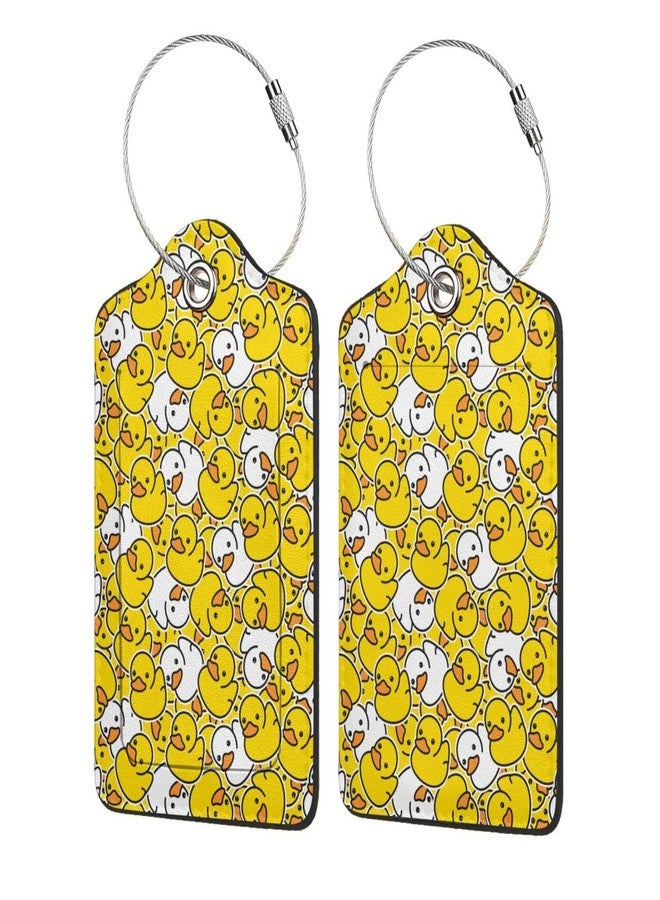 Vridoyt 2 Pcs Cute Cartoon Rubber Ducky Luggage Tag for Suitcase,Identifiers Privacy Cover ID Label with Steel Loop, Duck Tags Gift for Men Women Boy Girl - Image 4
